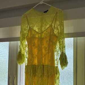 J Crew lemon yellow lace dress NWT - drop waist lined Size 4.